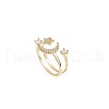 Brass Micro Pave Clear Cubic Zirconia Open Cuff Rings for Women FS-WGCF28E-01-5