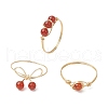 Round Natural Carnelian Finger Rings for Women RJEW-JR00857-01-2