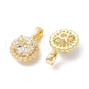 Brass Micro Pave Clear Cubic Zirconia Charms KK-K360-15G-2