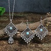 Bohemian Style Alloy & Synthetic Turquoise Pendant Bell Tassel Necklaces & Dangle Earring FS-WGA0D62-03-1