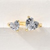 Brass Micro Pave Cubic Zirconia Cuff Rings for Women RJEW-F181-10G-01-4