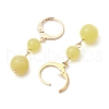 304 Stainless Steel with Natural Lemon Jade Dangle Leverback Earrings EJEW-JE06027-4