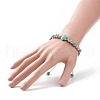 Synthetic Turquoise(Dyed) Tortoise & Brass Round Braided Bead Bracelet BJEW-TA00189-01-3