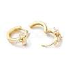 Brass Pave Clear Cubic Zirconia Hoop Earrings EJEW-M258-02G-2