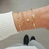 4Pcs 4 Styles Feather & Flat Round Alloy with Crystal Rhinestone Cuff Bangles & Link Bracelets FS-WGEDE23-01-2