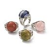 Adjustable Natural & Synthetic Gemstone Finger Rings RJEW-F075-01-3