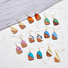 8 Pair 8 Color Resin & Wood Dangle Earrings with Iron Pins EJEW-AB00033-5