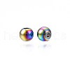 Rack Plating Rainbow Color 304 Stainless Steel Beads STAS-S119-081A-01-3