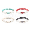 Natural White Jade & Gemstone & Synthetic Turquoise(Dyed) Stretch Bracelet with Cross BJEW-JB08295-1