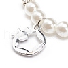 ABS Plastic Imitation Pearl  & Rhinestone Beaded Stretch Bracelet with Alloy Charm for Women BJEW-JB08526-6