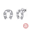 925 Sterling Silver U-Shaped Stud Earrings EJEW-C146-08P-1