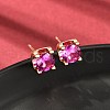 Square Brass Micro Pave Cubic Zirconin Stud Earrings EJEW-D318-03KCG-B-2
