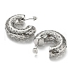 C-Shaped with Coin Pattern Stud Earrings EJEW-G355-06P-2
