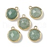 Brass Pave Natural Mixed Stone Faceted Flat Round Charms G-U028-03G-2