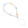3Pcs 3 Colors Dyed Natural Selenite & Rainbow Fluorite & Rose Quartz & Glass Seed Round Beaded Phone Hand Strap Chains HJEW-JM03363-6