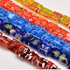 Handmade Millefiori Glass Square Bead Strands LK-P020-M-1