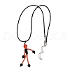 Halloween Theme Skeleton Glass Seed Beaded & Natural Black Onyx(Dyed & Heated) & Skull Dyed Synthetic Turquoise Pendant Necklaces NJEW-MZ00117-05-4