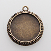 Vintage Flat Round Alloy Pendant Cabochon Settings X-PALLOY-N0088-62AB-NF-1