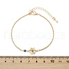 Brass Micro Pave Cubic Zirconia Birthday Flower Link Bracelets BJEW-U031-01G-05-5