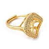 Rhombus Brass Micro Pave Clear Cubic Zirconia Adjustable Ring Settings KK-D378-34G-3