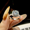 Rhodium Plated 925 Sterling Silver Pave 9.4x5.6mm Moissanite Finger Rings for Women WGE3211-20-1
