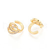 Brass Micro Pave Clear Cubic Zirconia Cuff Earrings KK-T074-34G-3