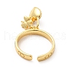 Clear Cubic Zirconia Clover with Star Padlock Charm Open Cuff Ring KK-H439-24G-3