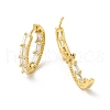 Cubic Zirconia Rectangle Hoop Earrings EJEW-E270-09G-01-2