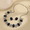 Oval Alloy Glass Pendant Necklaces & Stud Earrings Sets FS-WGB4838-05-1