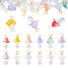 12Pcs Golden Tone Brass Wire Wrapped Mushroom Glass Pendants PALLOY-TAC0161-10