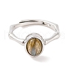 Oval Natural Labradorite Adjustable Rings RJEW-Q817-04P-02-2