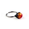 Iron Wire Wrapped Natural Jade Round Beaded Cuff Rings WGDBE9A-03-2