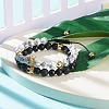 2Pcs 2 Style Cubic Zirconia Braided Bead Bracelet BJEW-JB08050-02-2