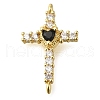 Brass Pave Black & Clear Cubic Zirconia Connector Charms KK-M101-02A-G02-1