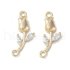 Brass & Clear Glass Flower Links Connector Charms X-KK-H482-16G-1