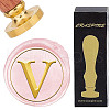 Brass Wax Seal Stamp with Wood Handle AJEW-WH0412-0324-1