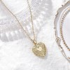Brass Flower Heart Locket Pendant Cable Chain Necklaces for Women NJEW-JN05235-1