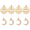 BENECREAT 8Pcs 2 Style Rack Plating Brass Micro Pave Cubic Zirconia Pendants KK-BC0011-96-1
