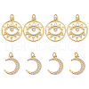 BENECREAT 8Pcs 2 Style Rack Plating Brass Micro Pave Cubic Zirconia Pendants KK-BC0011-96-1