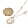 Natural Shell Pendant Necklace with Brass Cable Chains NJEW-JN04472-4