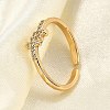 Brass Micro Pave Clear Cubic Zirconia Cuff Rings for Women RJEW-H247-30G-1