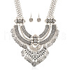 Alloy Coin Tassel Bib Necklaces & Dangle Earrings Sets FS-WG2BAC6-01-3