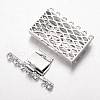 Brass Cubic Zirconia Box Clasps ZIRC-O020-09P-NR-2