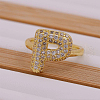 Brass Micro Pave Clear Cubic Zirconia Initial Cuff Rings FS-WGB210B-16-1