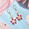 Brass Glass Seed Beads Flower Leverback Earrings EJEW-MZ00426-01-1