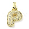 Brass Micro Pave Clear Cubic Zirconia Pendants KK-M279-01G-P-1