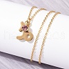 304 Stainless Steel Glass Drill Birth Stone Constellation Pendant Necklaces STAS-D305-08G-J-4