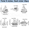 SUNNYCLUE 56Pcs 4 Styles Tibetan Style Alloy Pendants PALLOY-SC0004-35-2