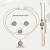 Evil Eye Flat Round Alloy Rhinestone Pendant Necklaces & Stud Earrings & Rings & Link Bracelets Sets FS-WGA5EC7-01-4