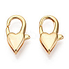 Brass Heart Lobster Claw Clasps X-KK-N254-14G-1